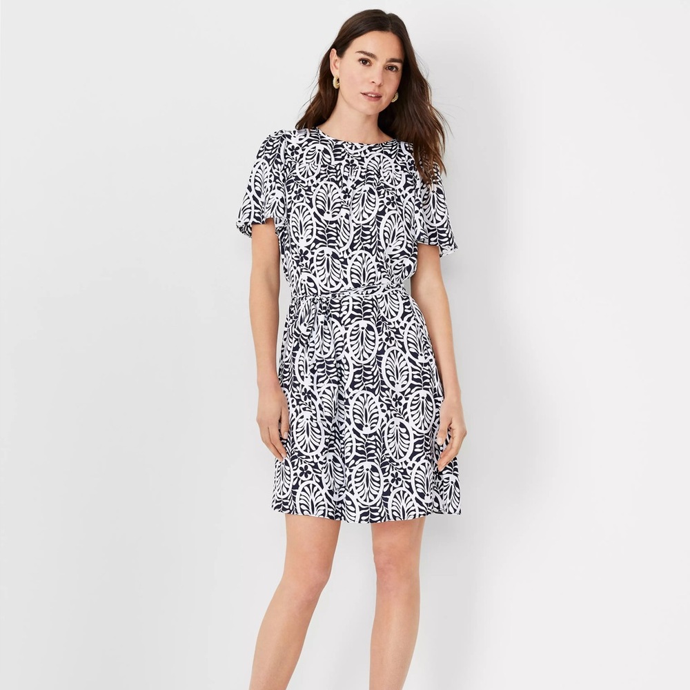 Floral Flutter Sleeve Shift Dress